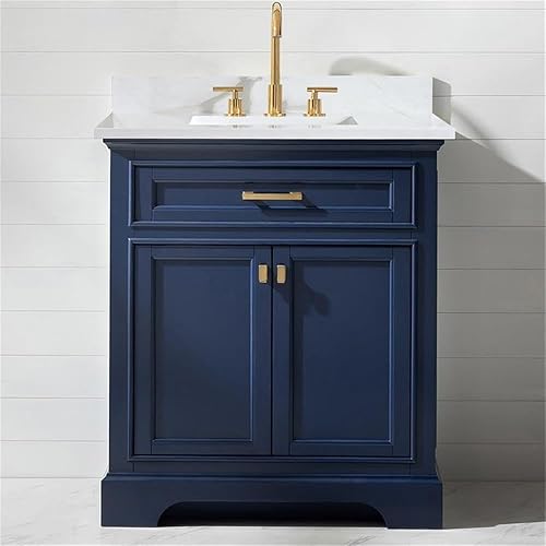Miniatura 2 de Design Element Milano 30" Single Sink Blue Bathroom Vanity with Quartz Countertop