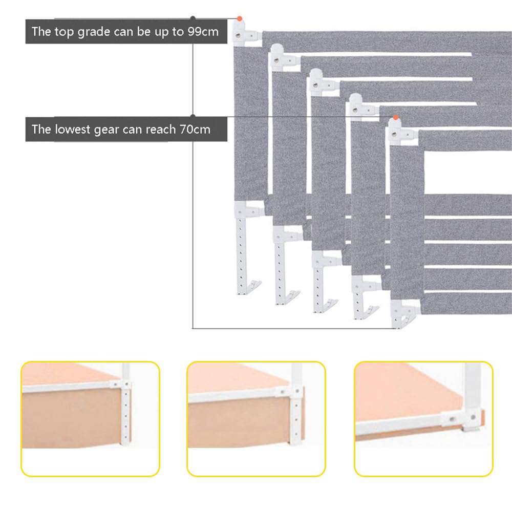 OHMG Barrière de lit 2M,Barriere de Sécurité de lit Enfant Anti-Chute,Stable et Durable,Rail de Lit Pliable Barrière de Protection Bébé Chambre à Coucher,Barrière lit pour Enfants en Bas âge