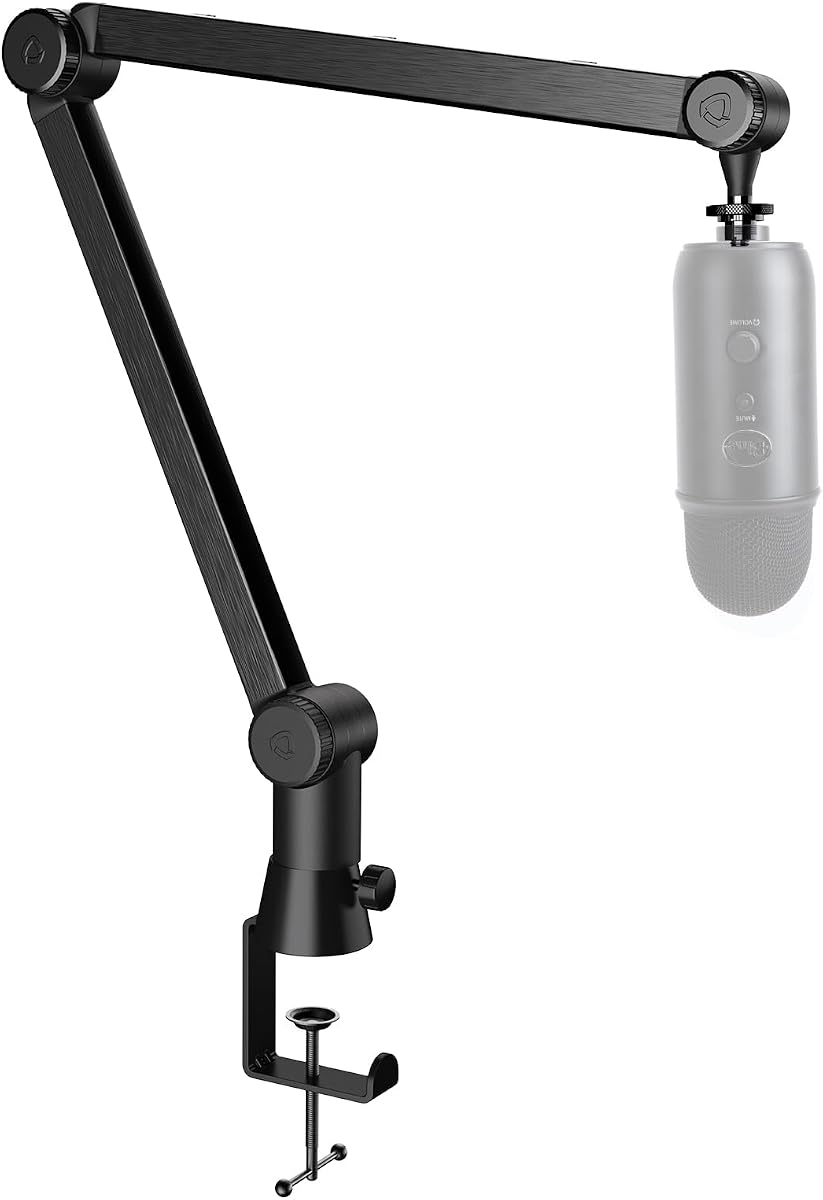 Blue Yeti Microphone Boom Arm - Upgraded Heavy Duty Boom Arm, Hidden Cable Management, Stable Desk Clamp, Blue Yeti Mic Stand Compatible with Yeti Microphone, HyperX QuadCast, Shure SM7B
