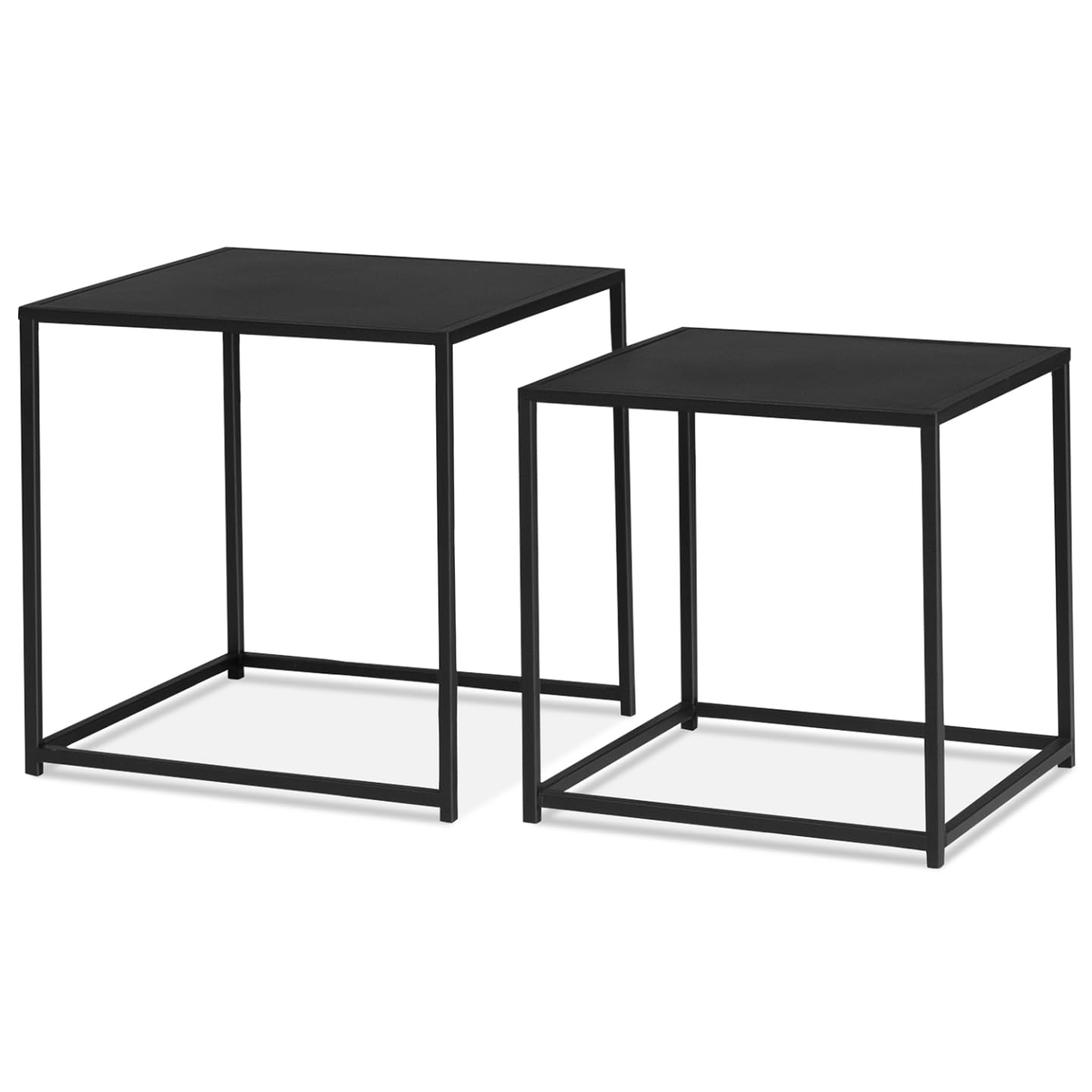 IDMarket - Lot de 2 Tables Basses gigognes Davis 40/45 en métal Noir Mat Design Industriel