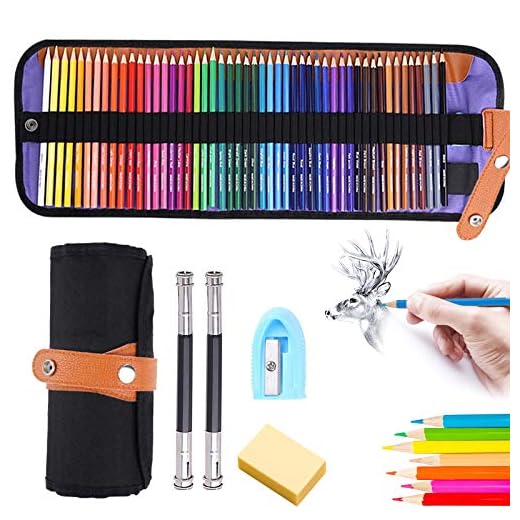 JOYBOY Lápices de Colores,50 Piezas Lápices de Dibujo Set,Incluye 2 extensores de lápiz y 1 borrador,Para Artistas Profesionales y Principiantes