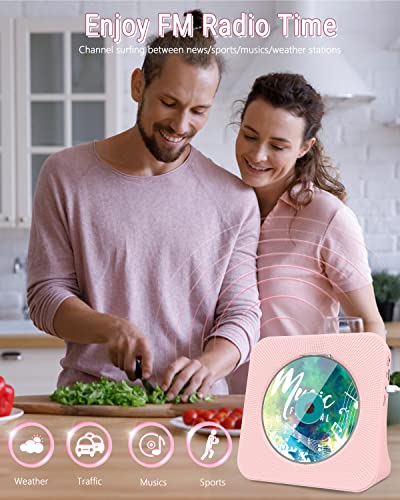 Greadio KC-806 Cd Player Portable With Bluetooth 5.0, Hifi Sound Speaker, Cd Music Player With Remote Control, Dust Cover, Fm Radio, Led Screen, Support Aux/Usb, Headphone Jack For Home, Kids thumb #4