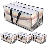 Rihim Moving Bags 90L - 4 Clear Heavy Duty Extra Large Storage Bags for Clothes - Packing Bags with