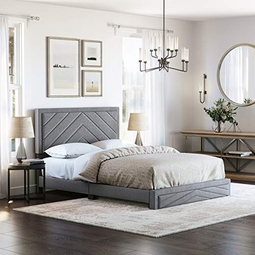 Boyd Sleep Barcelona Upholstered Platform Bed with Headboard and Durable Mattress Foundation with Strong 14 Wood Slat Supports, No BoxSpring Required: Queen, Gray by Boyd Sleep - Used condition - US$136.68
