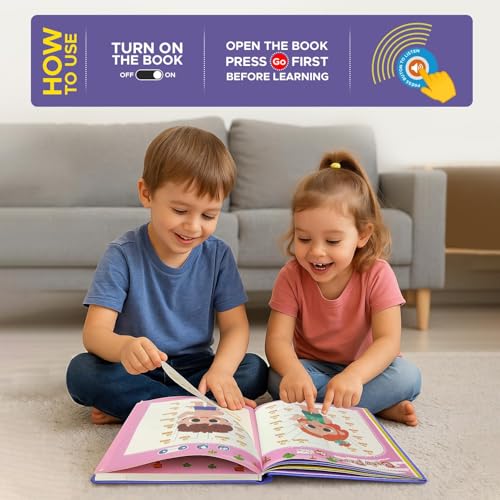 Image of Interactive English Words Sound Book | 13 Learning Themes & 300+ Words | Educational Talking Book for Kids | Learn Alphabets, Animals, Fruits & More | Musical Learning Toy for Toddlers