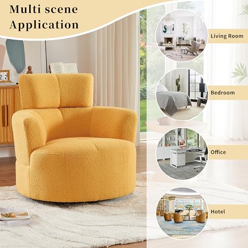 Sillón giratorio 360° con tapizado peluche Amarillo miniatura 5