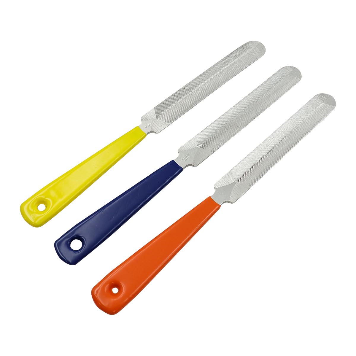 Set di 3 Lime per Dadi per Chitarra, Sega per scanalatura, Set di Strumenti per la Regolazione delle Corde della Chitarra per Chitarra, Ukulele, Basso, Banjo (Arancione, Giallo, Blu)