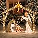 5 Ft Tall Elegant Pre Lit Nativity Scene Display Sculpture Glittering Tinsel Yard Outdoor Decor Holiday Christmas Lighted Decoration