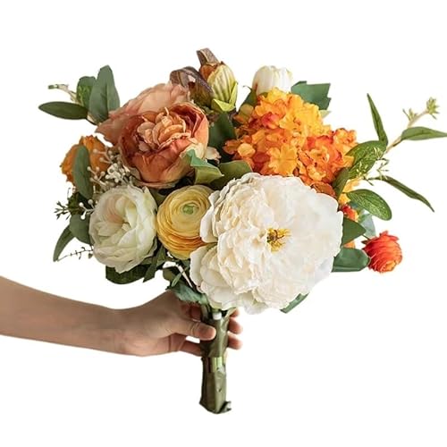 HONKERW fake flowers Artificial Fake Flowers Plants Silk Flower Arrangements Wedding Bouquets Decorations Floral Table Centerpieces artificial(Color5)