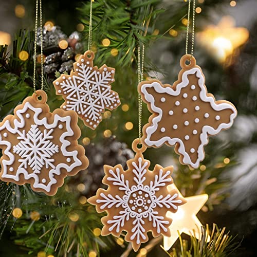 20Pcs Christmas Snowflake Ornaments Mini Tree Hanging Decorations Silicone Xmas Ornaments Snowflake Star Pendant With Ropes For Christmas Tree Winter Crafts Holiday Stocking Stuffers Wreath Decor #TOP6