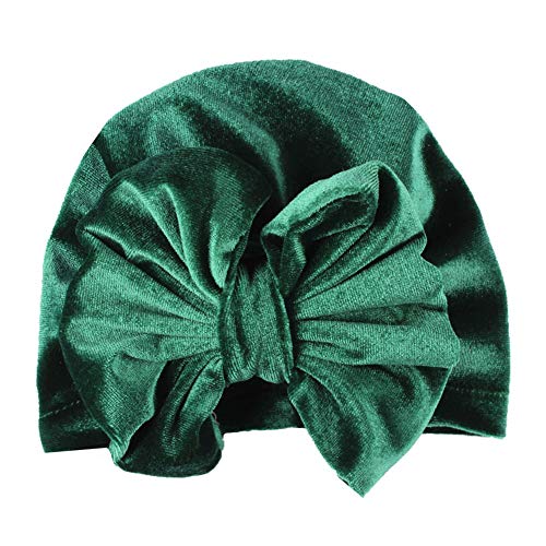 Superiman 5Pcs Velvet Newborn's Bowknot Turban Headband Beanie Cap Infant Baby's Headwear For Photography Props (Black+Wine Red+Christmas Gren+Pink+Gray) #TOP4