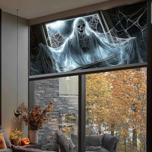 Calcomanía de ventana Halloween espectro esqueleto 39.3x17.7 pulg miniatura 5