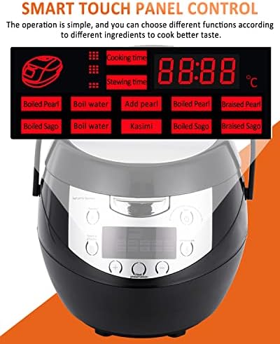Automatic Pearl Pot Commercial Pearl Tapioca Cooker 6L Boiling Pearls Maker with Touchscreen Pearl Cooking Pot for Boba Tea/Bubble Tea/Milk Tea 900W 220V