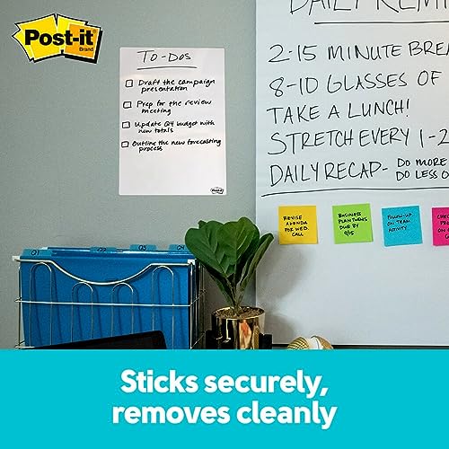 Post-it Folhas apagáveis a seco, 17,8 cm x 28,7 cm, colam com segurança e removem de forma limpa (DE