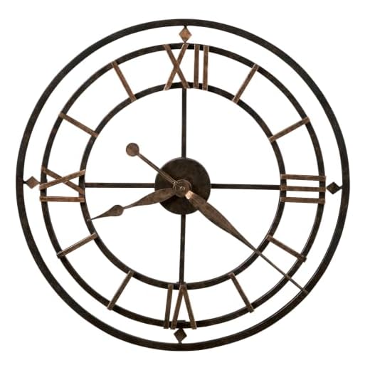 Howard Miller York Station Wall Clock 625-299 – 21.25-Inch Wrought Iron, Aged Iron Finish, Gold-Finished Accents, Round Antique Home Decor, Quartz Movement