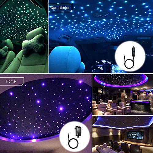 Image of AZIMOM Bluetooth 20w Upgraded Fiber Optic Lights Twinkle Star Ceiling Lighting Kits 700pcs*0.03in*9.8ft Fiber Strands Dual Port RGBW Sound Remote Control Light Source Home Indoor Car Ceiling Decor