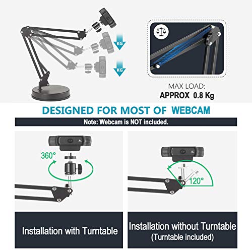 OXENDURE Webcam Stand,Camera Mount 22 Inch Suspension Boom Scissor Arm Stand,for Webcam C925e C922x C922 C930e C930 C920 C615,Hero 8/7/6/5,Ultra/Pro/Pro 2/Pro 3/Brio 4K,DSLR Camera by OXENDURE - Image 2