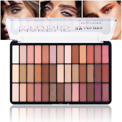 MKNZOME 39 Colors Eyeshadow Palette, Highly Pigmented Full Matte Nude and Shimmer Eyeshadow Makeup Palette for Women, Waterproof Long-Lasting, Soft and No Clumping, Warm Tones for Everyday Makeup#1