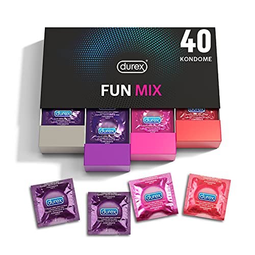 Durex Fun Explosion Mix di Preservativi Sottili, Con Rilievi e Nervature e Aromatizzati, 40 Profilattici, Esclusiva Online