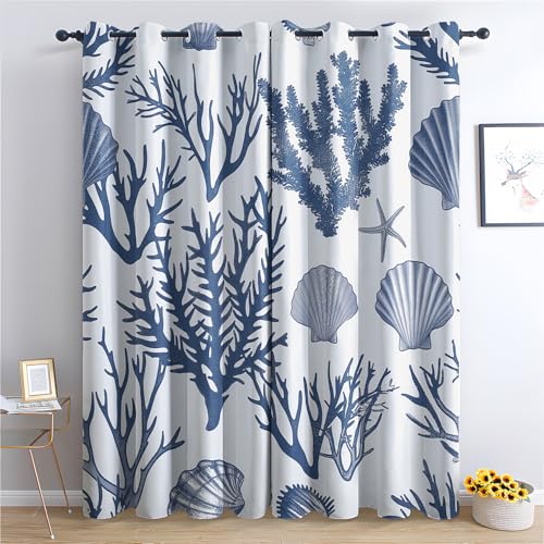 Venivici Nautical Blackout Curtains for Bedroom Living Room - 54 Inch Drop...