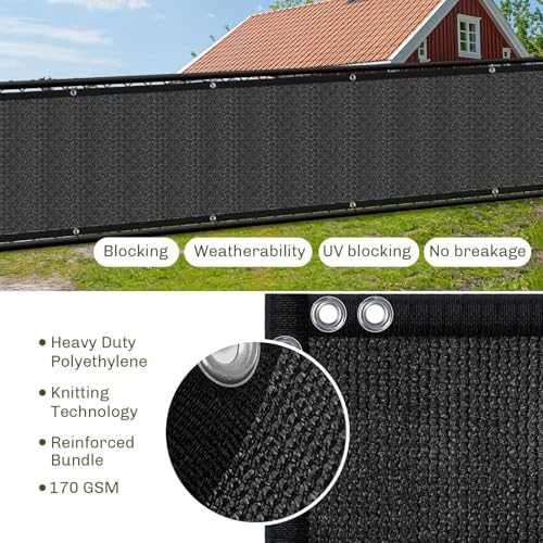 Privacy Screen Fence, TOTU 6ft x 50ft Heavy Duty Shade Net Cover, for Wall Garden Yard Outdoor Home Decoration, Black
