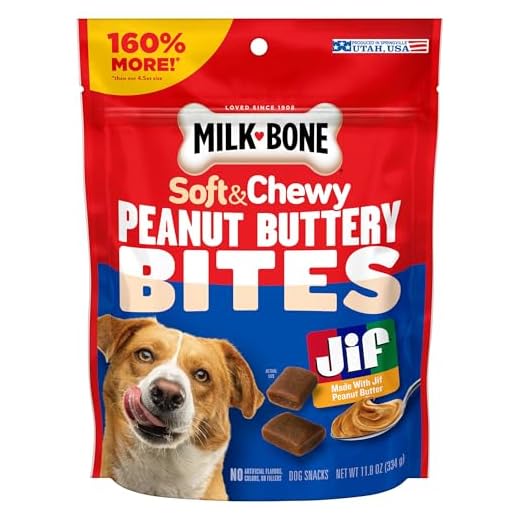 Milk-Bone Peanut Buttery Bites, Soft Dog Treats with Jif Peanut Butter & Real Bacon, 11.8 Oz. Bags