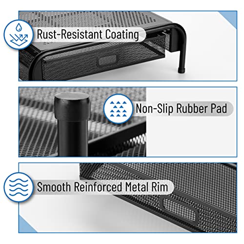 Mr. Pen- Metal Mesh Monitor Stand with Drawer, Computer Monitor Stand for Desk, with Storage, Monitor Riser with Storage, Desktop Monitor Stand