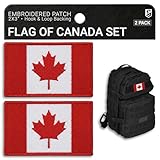 Bluyellow 2-Pack Canada Flag Embroidered Canadian Patches for Jackets Tactical Backpack Bulletproof Vest Military Helmet Canadian Military Canadian Flag Patch Sew on 2x3 Inches