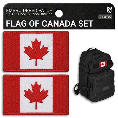 Bluyellow Canada Flag Hook and Loop Tactical Patch 2 Pack 2x3 in