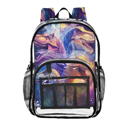 PVC Colorful Dinosaur Cloud Boys Girls School See Through Bag Clear Transparent Waterproof Backpack