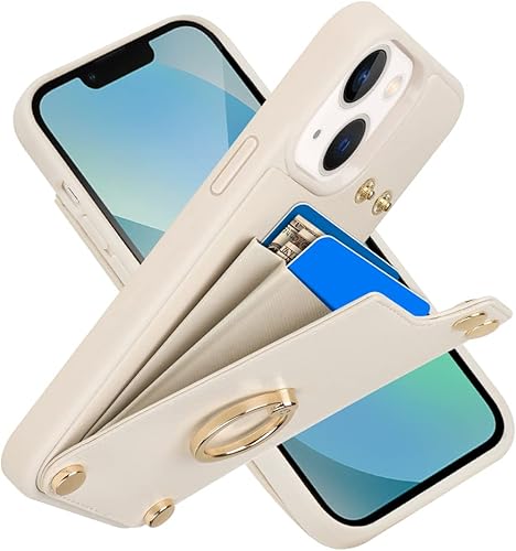 Miniatura 10 de LAMEEKU Funda tipo cartera compatible con iPhone 14 Pro Max, funda de cuero con soporte para tarjetas, soporte de anillo de rotación de 360, funda