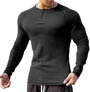 [Manatsulife] 長袖 Tシャツ メンズ ヘンリーネック ストレッチ 柔軟 筋トレ ジム トレーニングウェア 秋 冬 オシャレ CX19
