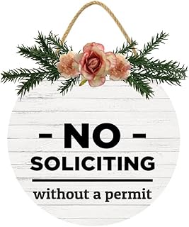 Uptell 12In Door Sign No Soliciting Without A Permit Hanging Sign Wood Farmhouse Wall Art Door Sign Home Door Sign Rustic Wood Sign Vintage Wall Sign Porch Sign Hanging Decorations