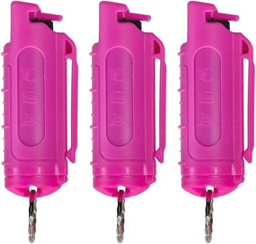 Police Magnum Llavero con clip para cinturón de autodefensa en espray de pimienta, paquete de 3 unidades tácticas de máxima resistencia OC con