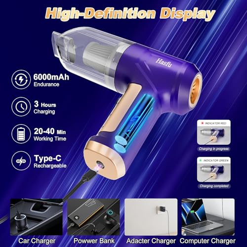 Aspirador de pó portátil sem fio para carro com motor sem escova, aspirador de sucção recarregável d