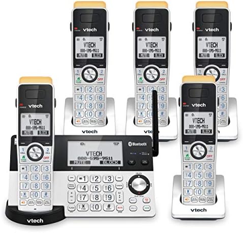 VTech IS8151-5 Super Long Range 5 Handset DECT Cordless Phone for Home with Answering Machine, 2300 ft Range, Call Blocking, Bluetooth, Headset Jack, Power Backup, Intercom, Expandable to 12 HS