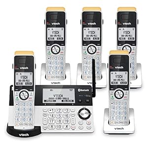 VTech IS8151-5 Super Long Range 5 Handset DECT 6.0 Cordless Phone for Home with Answering Machine, 2300 ft Range, Call Blocking, Bluetooth, Headset Jack, Power Backup, Intercom, Expandable to 12 HS