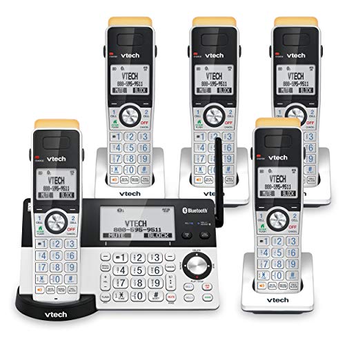 VTech IS8151-5 Super Long Range 5 Handset DECT 6.0 Cordless Phone for Home with Answering Machine, 2300 ft Range, Call Blocking, Bluetooth, Headset Jack, Power Backup, Intercom, Expandable to 12 HS by VTech - Used condition - US$93.06