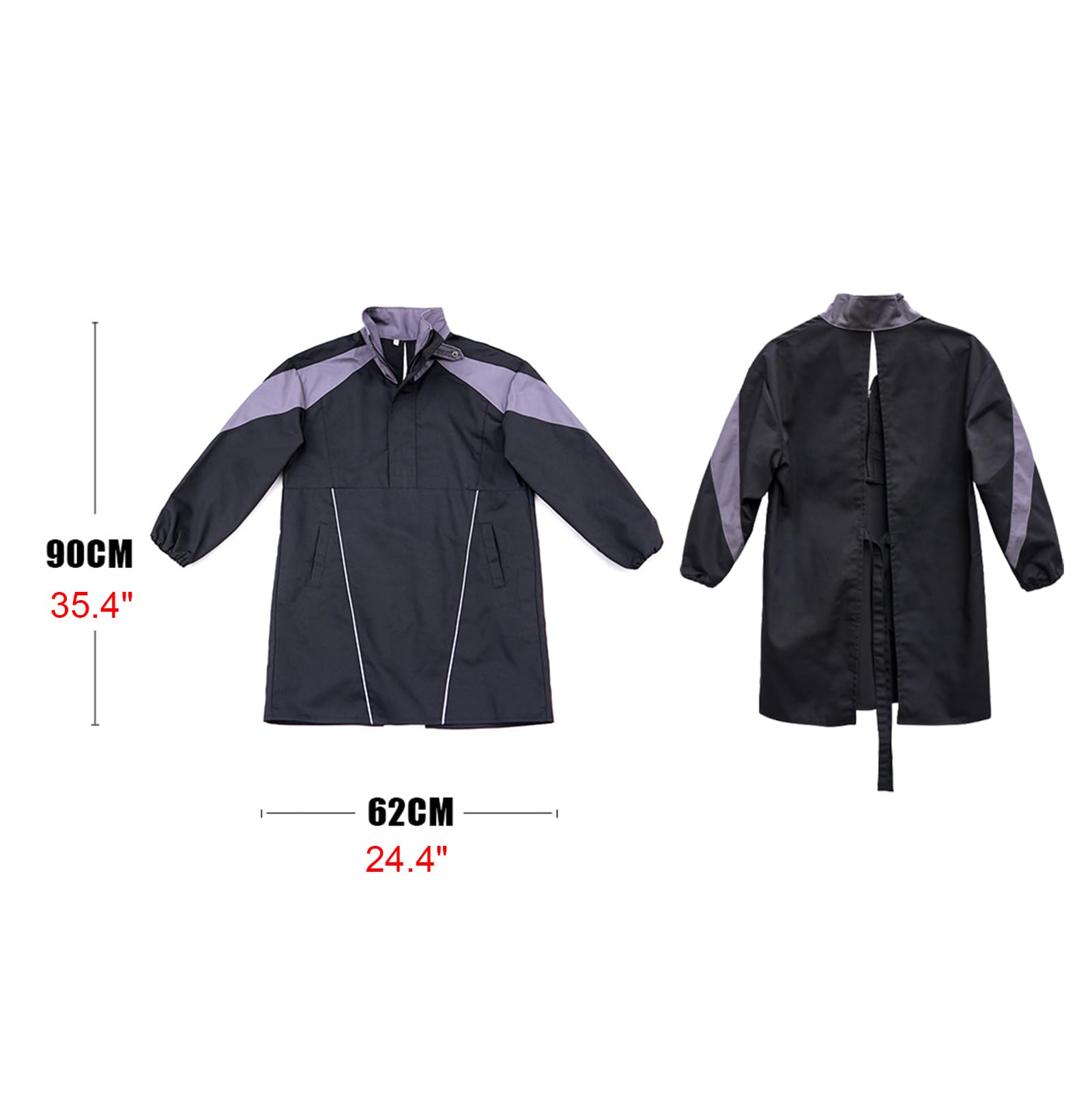Universal Grembiule da Lavoro con Maniche Lunghe E Collo Alto con Cerniera Grembiule Pulizie Unisex per Barbiere, Lavaggio dei Piatti, Pulizia Black,One Size