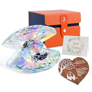 Pkinmonut Crystal Shell 60th Wedding Anniversary Romantic Gifts for Grandparents 60th Diamond Wedding Anniversary Presents for Parents Couples With a Wooden Heart Plaque and a Card Keepsake Ornaments