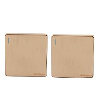 Aexit 2Pcs On/Off Control electrical Press Button 1-Gang 2-Way Wall Switch Home Light Control Gold Tone