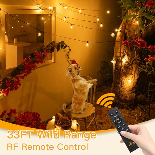Ollny 110FT Solar String Lights for Outside, Waterproof Remote Control Dimmable Timers 3Modes Outdoor Light with 50 LED + 2 Spare Shatterproof Bulb, G40 Hanging Lights for Patio Pool House Garage by Ollny - Image 7
