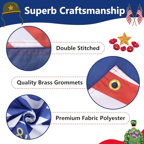 Arosche Memorial Day Decorations Banner 72" x 48" Backdrop Remember and Honor Happy Memorial Day Soldiers Patriotic Party Decorations Background for Indoor Outdoor Room,Wall,Fence Decorations by Arosche - Used condition - Image 3