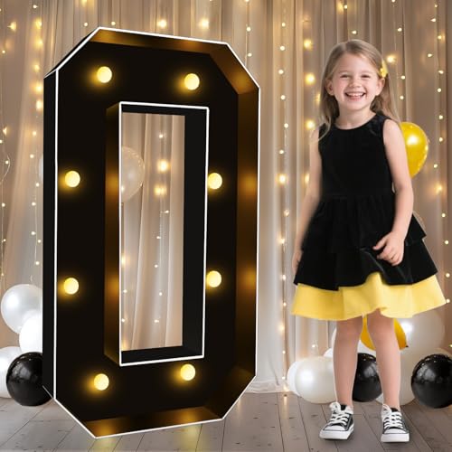 Image of Pooqla 3FT Marquee Light Up Letters, Black Large Letter O Party Decorations | LED Marquee Letters 3 Feet Tall, Black Giant Mosaic Letters Gift for Boys Men Birthday Anniversary Wedding Decoration