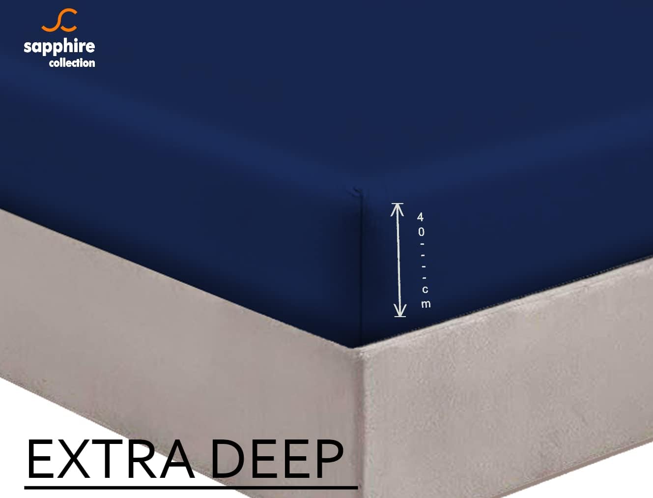 Extra Deep Bedding 100% Extra deep Fitted Sheets 16" 40CM Egyptian Cotton 200TC 15 Colours Single Double King Super King (Single, Navy) - Image 3