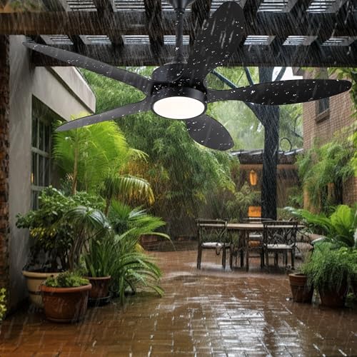 lspmke 46 inch Waterproof Outdoor Ceiling Fan with Lights and Remote, IP65 Hanging Gazebo Fan with 3CCT, 6 Speed DC Motor, Black Wet Rated Plug in Ceiling Fan with Cord for Patios, Porch, Pergola by lspmke - Used condition - Image 8