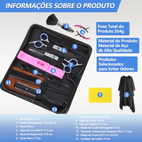 Tesoura Cabelo, Kit Barbeiro, Tesoura Profissional Cabeleireiro, Tesoura de Cabelo, Tesoura Cabelo P