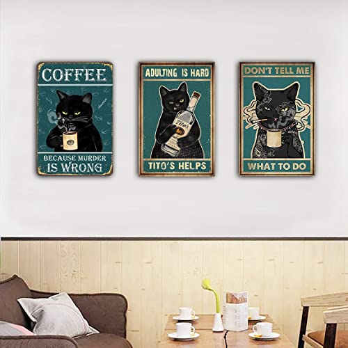 Adulting Is Hard Tito's Helps Vintage Tin Sign Wall Decor Funny Black Cat Gift Idea 8 X 12 Inch (921) #TOP5