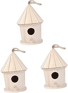 Housoutil 3pcs Winter Home Decor Adornos NavideÃ±os para Exterior Bird Roosting Pocket Wood Bird House Wood Birds Cages Birds Living Room Birds Bed Birds Accessories Tower Top The Bird Wooden