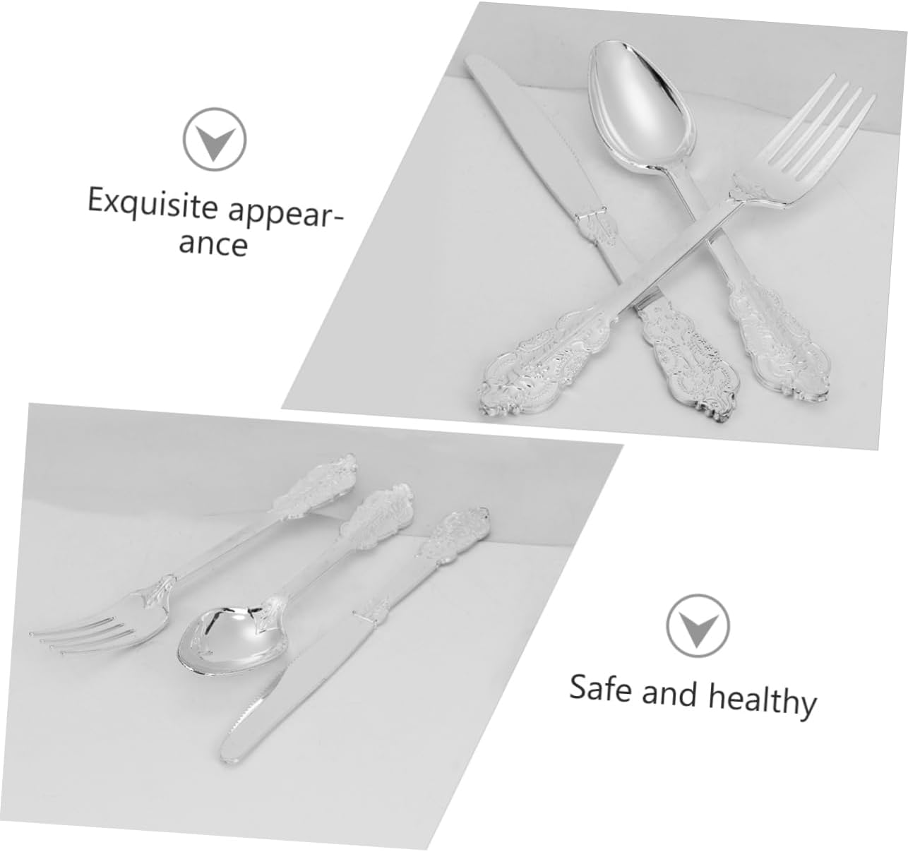 Ipetboom 12pcs Gilded Silver Cutlery Forks Knives Elegant Tableware for Weddings Parties and Special Occasions Convenient and Stylish Dining Accessories